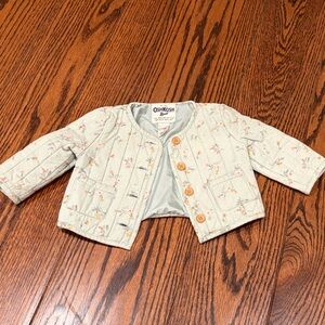 OshKosh B'gosh Floral Quilted Jacket - 12 months, Mint Green, Excellent
